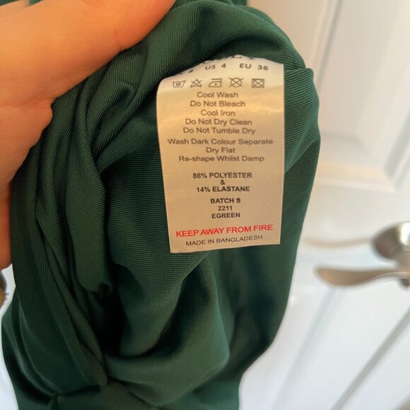 Oh Polly Green Cowl Neck Ruched Bodycon Midi Dress - 4 - Picture 7 of 7